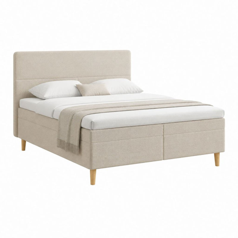 Boxspringbett Beige mit gepolstertem Kopfteil Liegefläche 180 x 200 cm