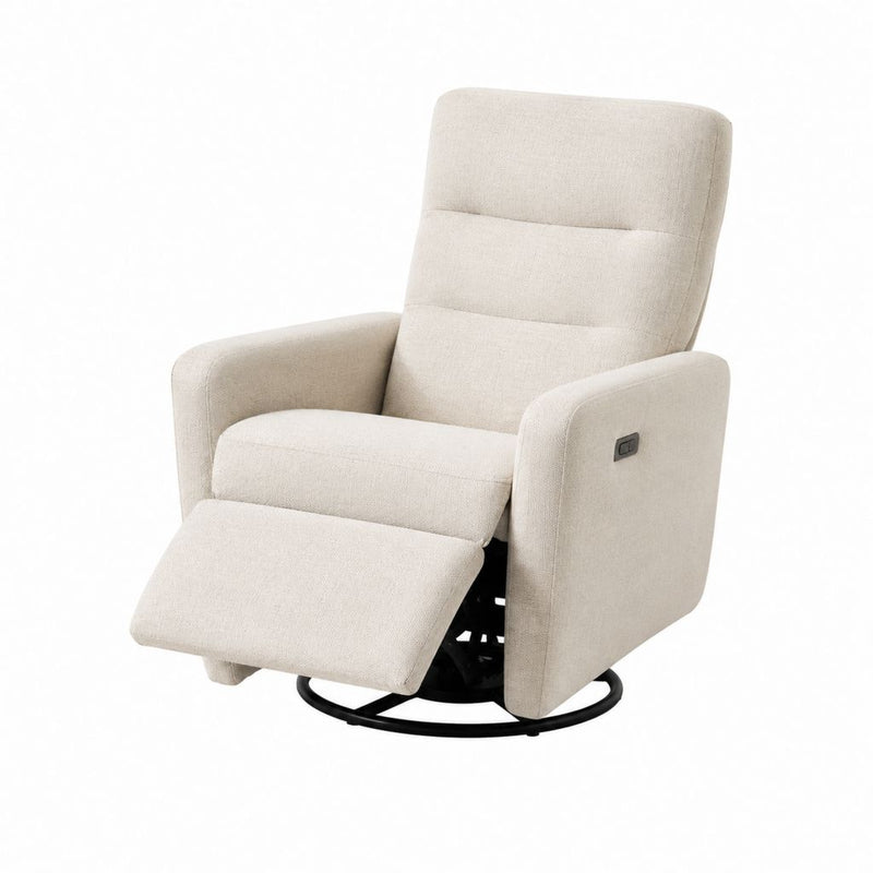 Elektrischer Relaxsessel Creme mit Polyesterbezug und Stahl-Drehfuß 90 x 92 x 105 cm