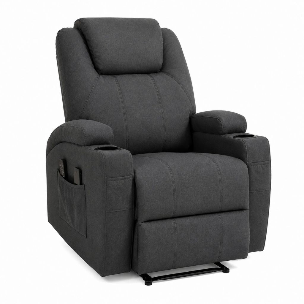 Elektrischer Relaxsessel mit Liegefunktion Dunkelgrau Polyester 90 x 95 x 105 cm