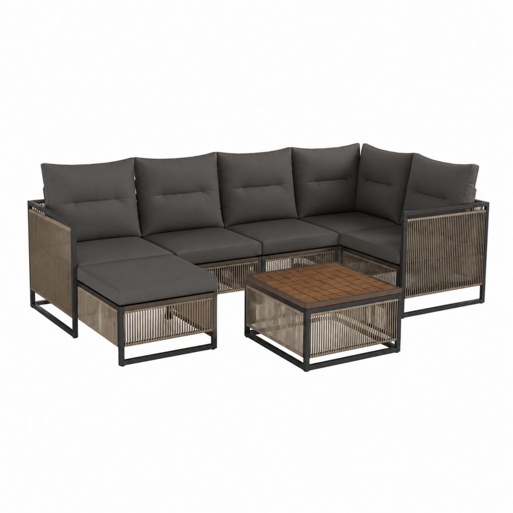 5-teiliges Gartenlounge-Set Anthrazit Aluminium Seilgeflecht L-Form 275 x 210 x 70 cm