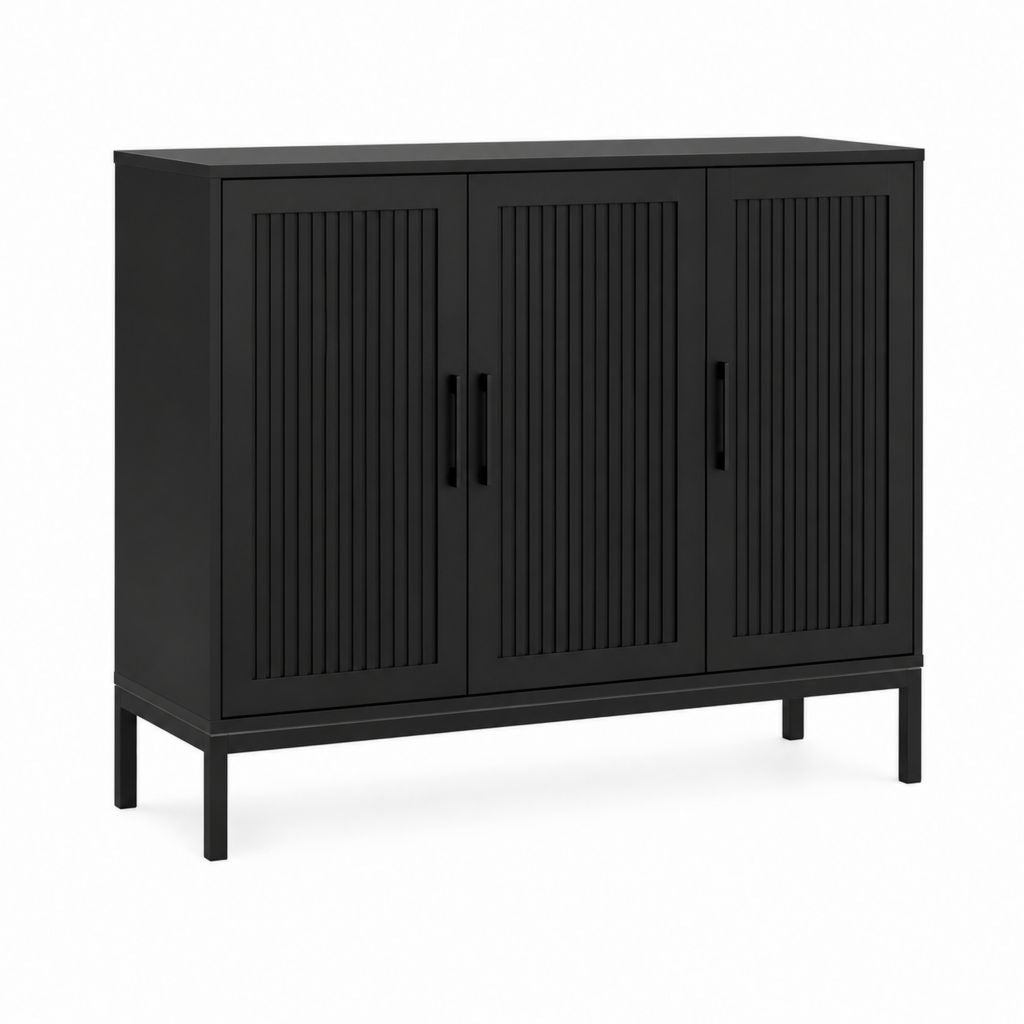 Kommode mit 3 Türen Schwarz MDF rechteckig 120 x 40 x 100 cm
