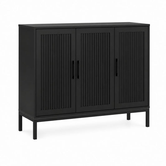 Kommode mit 3 Türen Schwarz MDF rechteckig 120 x 40 x 100 cm