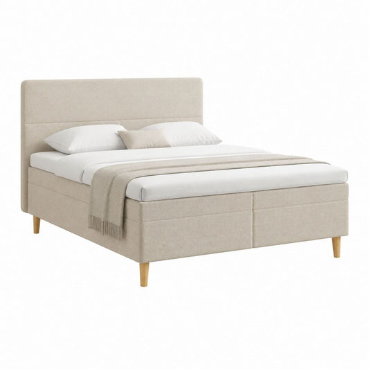 Boxspringbett Beige mit gepolstertem Kopfteil Liegefläche 180 x 200 cm
