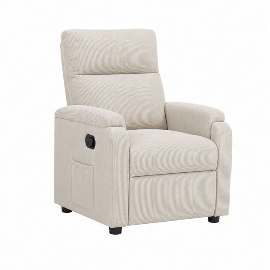 Manueller Relaxsessel Beige aus Polyester-Cord mit Seitentasche 76 x 88 x 103 cm