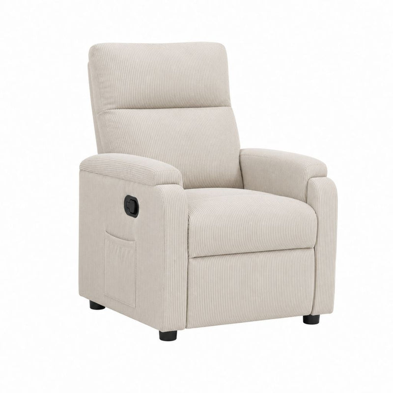 Manueller Relaxsessel Beige aus Polyester-Cord mit Seitentasche 76 x 88 x 103 cm