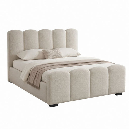 Stauraumbett Polsterbett Beige Bouclé-Polyester Rechteckig 160 x 200 cm