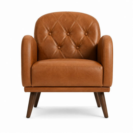 Ohrensessel Cognac PU-Kunstleder mit Knopfheftung 75 x 78 x 82 cm