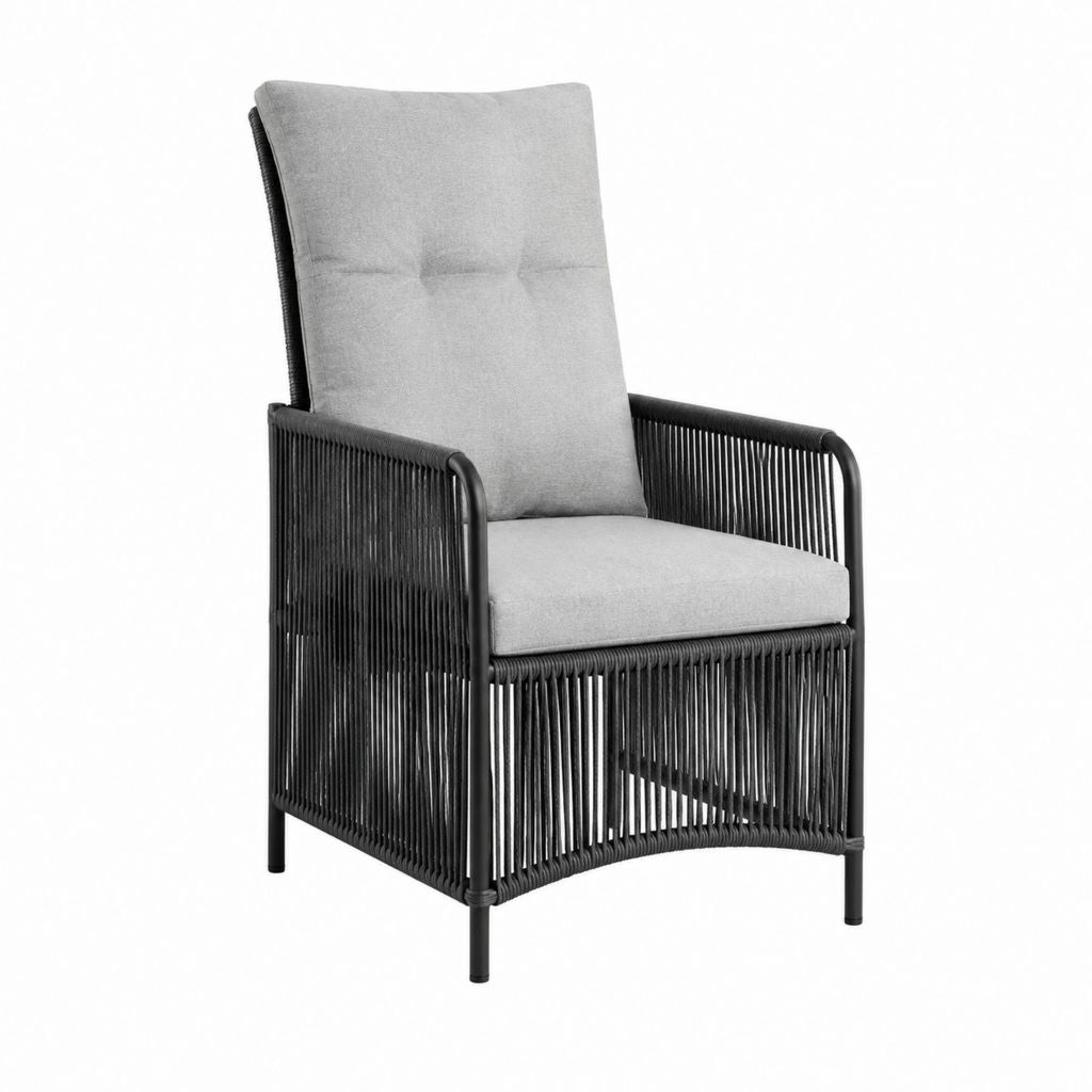 Gartenstuhl mit Armlehnen Schwarz Grau Aluminium PE-Geflecht 66 x 75 x 103 cm