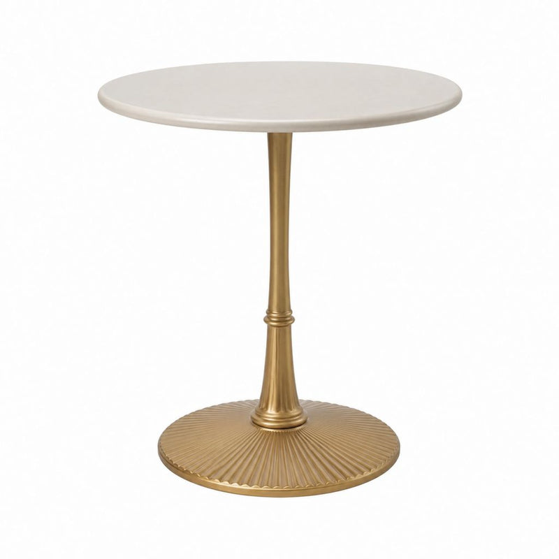 Stehtisch Bistrotisch Weiß Gold Stahl Marmoroptik rund Ø 60 cm Höhe 105 cm